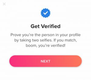 what does the blue check means on tinder